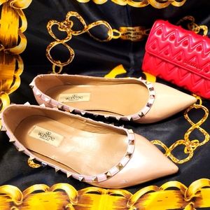 VALENTINO GARAVANI ROCKSTUD BALLET FLATS 40 PREOWNED